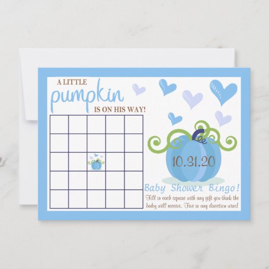 Cute Little Pumpkin Boys Baby shower Bingo Cards Kaart (Voorkant)