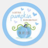 Cute Little Pumpkin Boys Baby shower Ronde Sticker (Voorkant)
