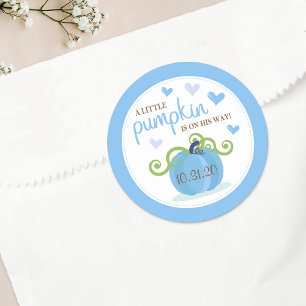 Cute Little Pumpkin Boys Baby shower Ronde Sticker