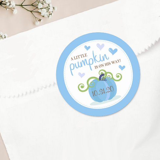 Cute Little Pumpkin Boys Baby shower Ronde Sticker
