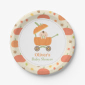 Cute Little Pumpkin Carriage Baby shower Bord (Voorkant)