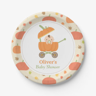 Cute Little Pumpkin Carriage Baby Shower Borden Papieren Bordje