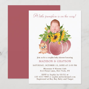 Cute Little Pumpkin Couples Baby shower Invitation Kaart