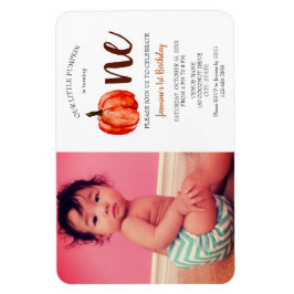 Cute Little Pumpkin First Birthday Invitation Magneet