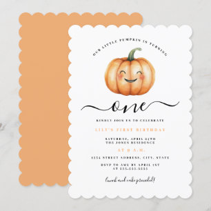 Cute Little Pumpkin First Birthday Party Kaart