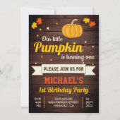 Cute Little Pumpkin First Birthday Party Kaart (Voorkant)