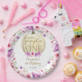 Cute Little Pumpkin Floral 1st Birthday Papieren Bordje (Feest)