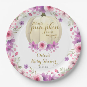 Cute Little Pumpkin Floral Baby shower Papieren Bordje