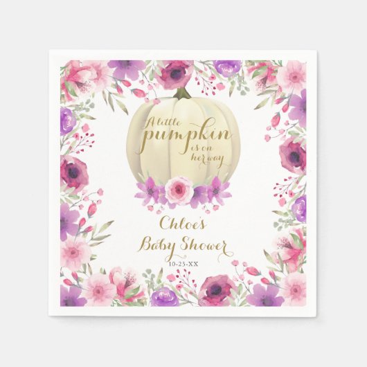 Cute Little Pumpkin Floral Baby shower Servet (Voorkant)