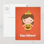 Cute Little Pumpkin Girl Kinder Halloween Briefkaart (Voorkant / Achterkant)