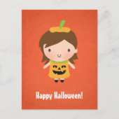 Cute Little Pumpkin Girl Kinder Halloween Briefkaart (Voorkant)