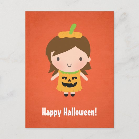 Cute Little Pumpkin Girl Kinder Halloween Briefkaart (Voorkant)