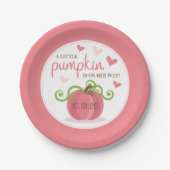 Cute Little Pumpkin Girls Baby shower Papieren Bordje (Voorkant)