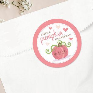 Cute Little Pumpkin Girls Baby shower Ronde Sticker