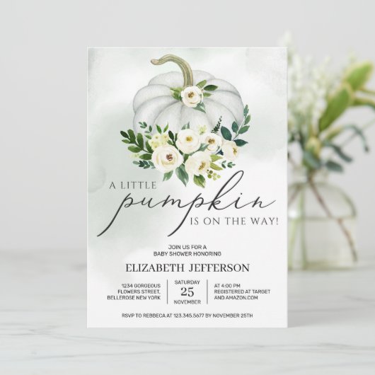 Cute little pumpkin greenery boho baby shower kaart (Staand voorkant)