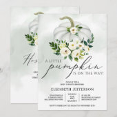 Cute little pumpkin greenery boho baby shower kaart (Voorkant / Achterkant)