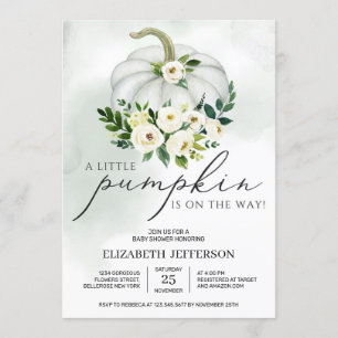 Cute little pumpkin greenery boho baby shower kaart