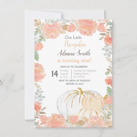 Cute Little Pumpkin Herfst Birthday Autumn Pastel Kaart (Voorkant)