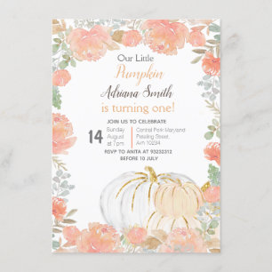 Cute Little Pumpkin Herfst Birthday Autumn Pastel Kaart