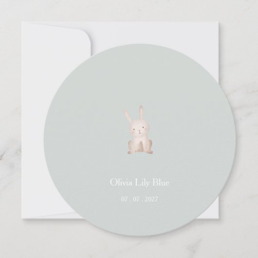 Cute Little Rabbit Baby Birth Announcement Card. Kaart (Voorkant)