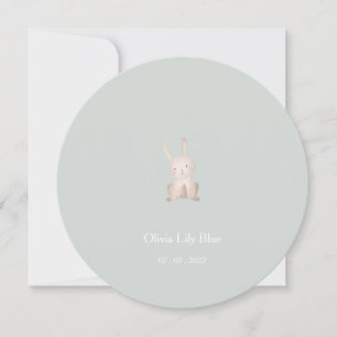 Cute Little Rabbit Baby Birth Announcement Card. Kaart
