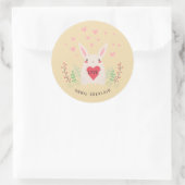 Cute Little Rabbit 'n Hearts Classic Round Sticker (Tas)