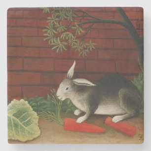 Cute Little Rabbit (Pet Animal) (Henri Rousseau) Stenen Onderzetter