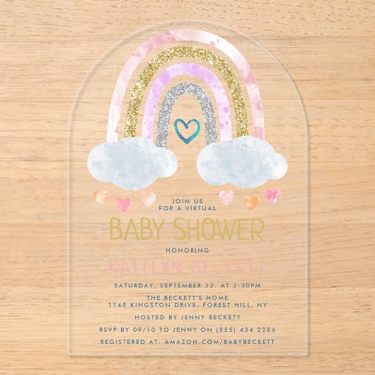 Cute Little Rainbow-Baby shower Acryl Uitnodigingen (Voorkant)