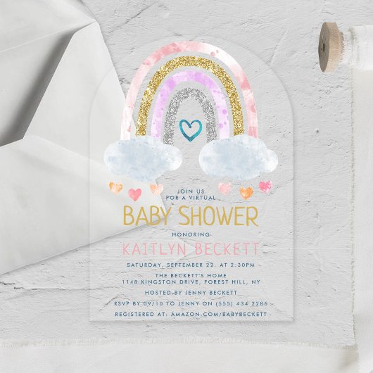 Cute Little Rainbow-Baby shower Acryl Uitnodigingen