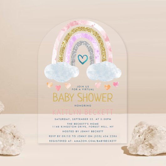 Cute Little Rainbow-Baby shower Acryl Uitnodigingen