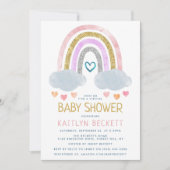 Cute Little Rainbow Baby shower Invitation Kaart (Voorkant)