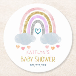 Cute Little Rainbow-Baby shower Ronde Kartonnen Onderzetter
