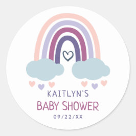 Cute Little Rainbow-Baby shower Ronde Sticker