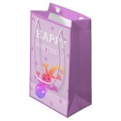 Cute Little Rainbow Gecko Lizard op Roze Klein Cadeauzakje (Voorkant Gekanteld)