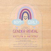 Cute Little Rainbow Gender Reopenbaart Party Acryl Uitnodigingen (Voorkant)