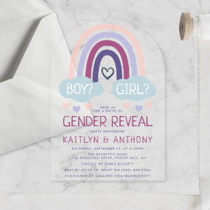 Cute Little Rainbow Gender Reopenbaart Party Acryl Uitnodigingen
