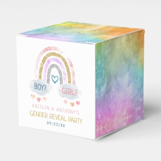 Cute Little Rainbow Gender Reopenbaart Party Bedankdoosjes (Voorkant Zijde)