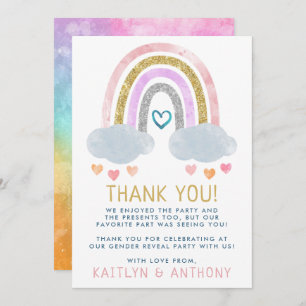 Cute Little Rainbow Gender Reopenbaart Party Bedankkaart