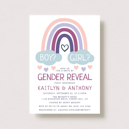 Cute Little Rainbow Gender Reopenbaart Party Kaart