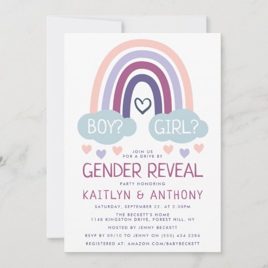 Cute Little Rainbow Gender Reopenbaart Party Kaart (Voorkant)