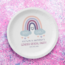 Cute Little Rainbow Gender Reopenbaart Party Papieren Bordje