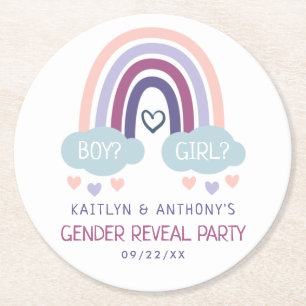 Cute Little Rainbow Gender Reopenbaart Party Ronde Kartonnen Onderzetter