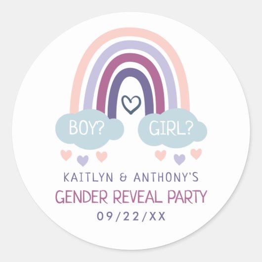 Cute Little Rainbow Gender Reopenbaart Party Ronde Sticker (Voorkant)