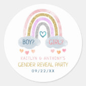 Cute Little Rainbow Gender Reopenbaart Party Ronde Sticker (Voorkant)