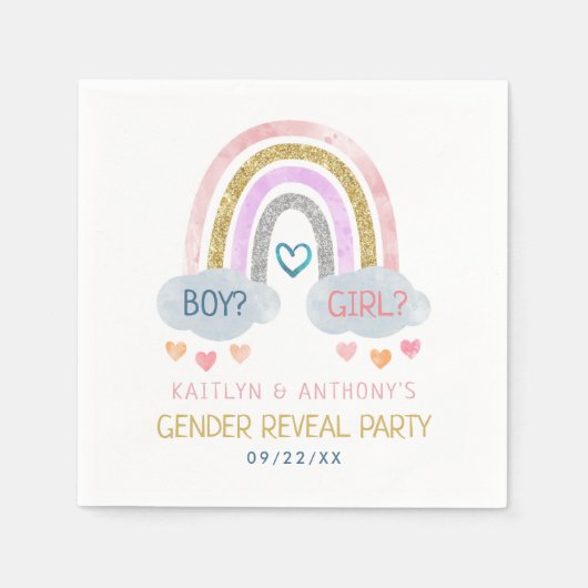 Cute Little Rainbow Gender Reopenbaart Party Servet (Voorkant)
