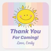 Cute Little Rainbow Sunshine Bedankt voor je komst Vierkante Sticker (Voorkant)