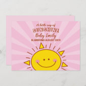 Cute Little Ray of Sunshine Pink Baby Arrival Aankondiging (Voorkant / Achterkant)