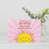 Cute Little Ray of Sunshine Pink Baby Arrival Aankondiging (Staand voorkant)