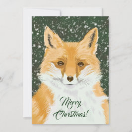 Cute Little Red Fox - in snow Custom Christmas.  Feestdagenkaart