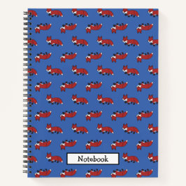 Cute Little Red Fox Pattern Blauw Notitieboek
